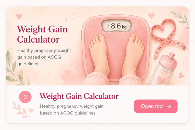 Weight Gain Calculator: Healthy pregnancy weight gain based on ACOG guidelines.